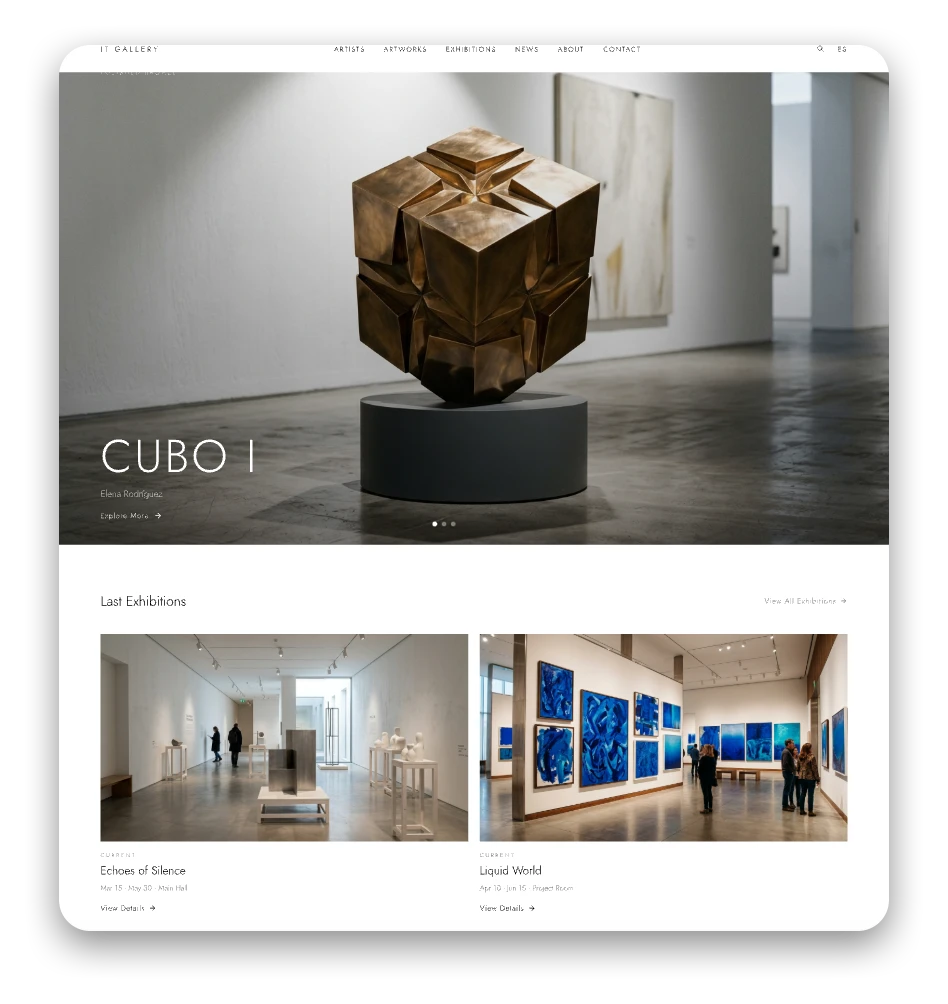 Design Panorama para o site de uma galeria